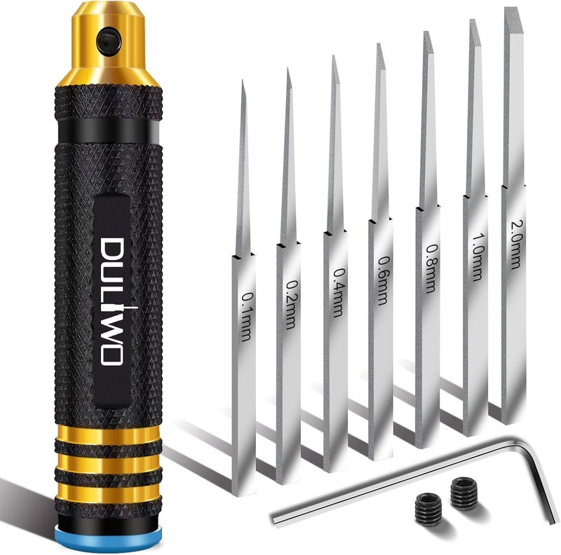 DULIWO Prime Model Scriber Gundam Resin Carved Scribe Line Hobby Cutting Tool Chisel, Model Chisel with 7 Blades (0.1/0.2/0.4/0.6/0.8/1.0/2.0mm) for Carving Cutting, Panel line, Scale Model(Black) - Image 1